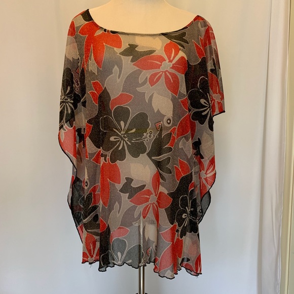 🔥5/$20🔥Metallic Threads Floral Print Top - Picture 3 of 5